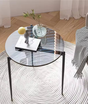 Glazen salontafel 80 cm – modern met zwart metalen poten