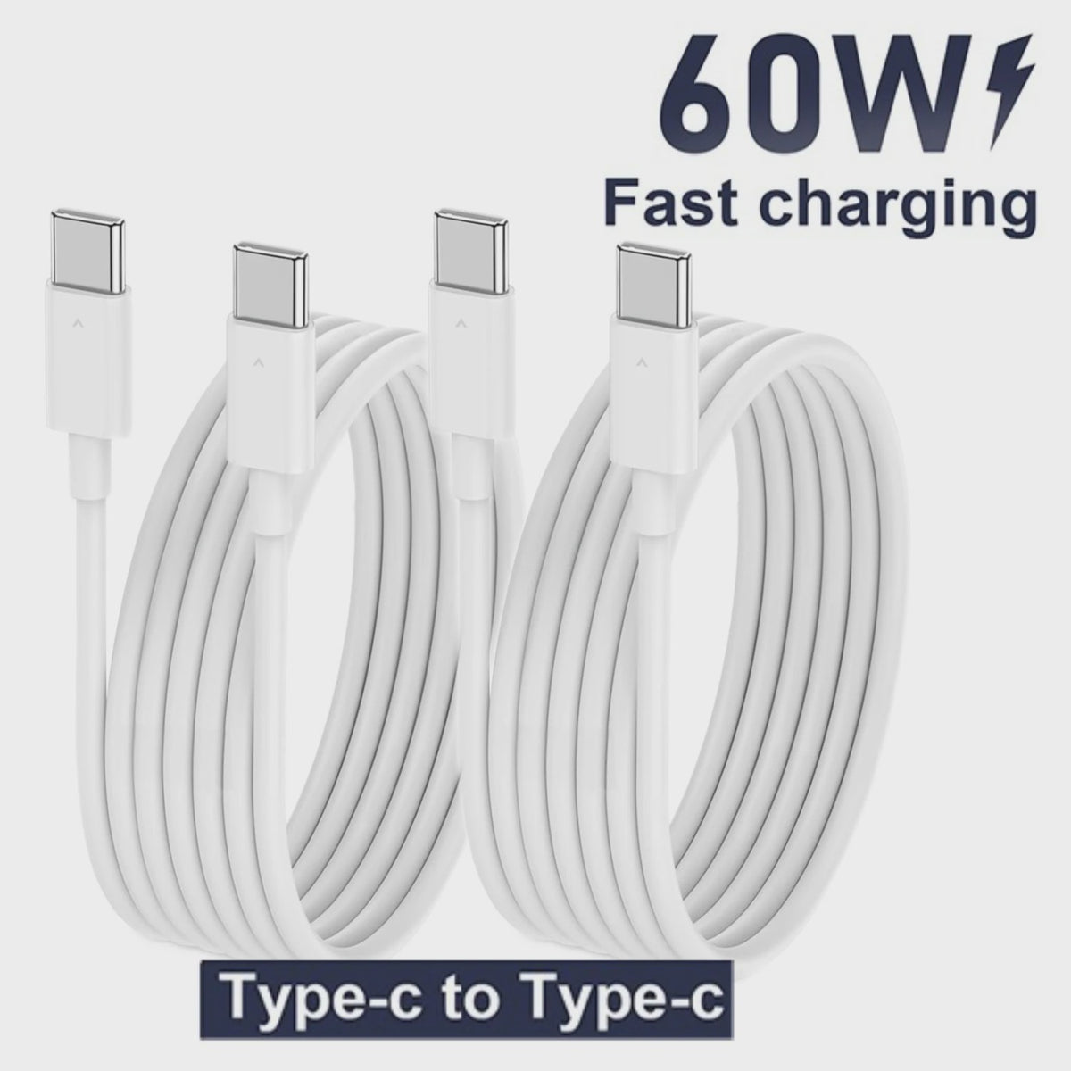 USB-C naar USB-C Kabel 60W Snellader & 480Mbps Data | Universeel Compatibel