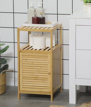 Bamboe Badkamermeubel met Kastje en Open Planken - 33x36.5x67 cm
