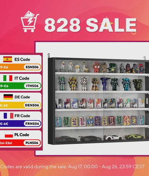 Homcom Wall Display Case for Collections with Adjustable Shelves and Glass Doors
