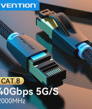 Vention CAT8 Ethernet Kabel - 40Gbps, 2000MHz, Katoen Gevlochten, RJ45 Netwerkkabel