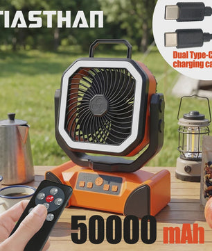 Oplaadbare Camping Ventilator met LED Licht & Afstandsbediening - 100 Uur Runtime