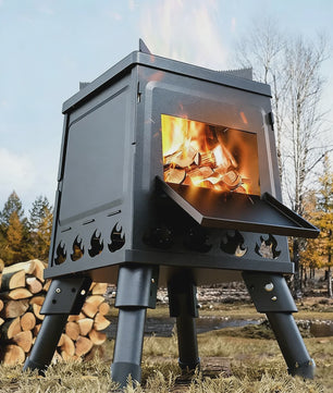 Draagbare Houtkachel Camping - Opvouwbaar & Verstelbaar voor Buiten Koken
