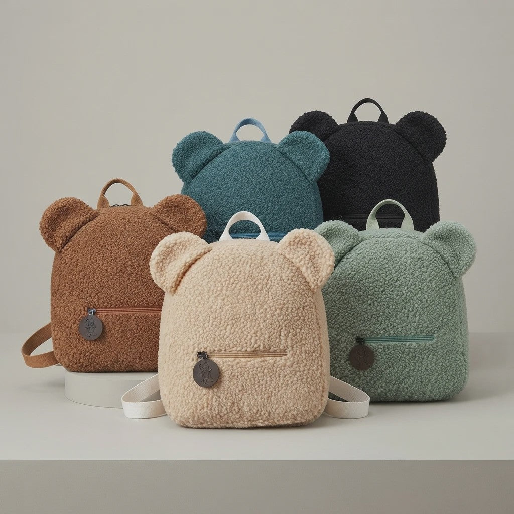 Schattige Kinderrugzak met Berenoren - Zacht Lamswol Fleece