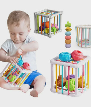 Montessori Vormenstoof Kubus - Educatief Speelgoed voor Baby's met Kleurrijke Vormen