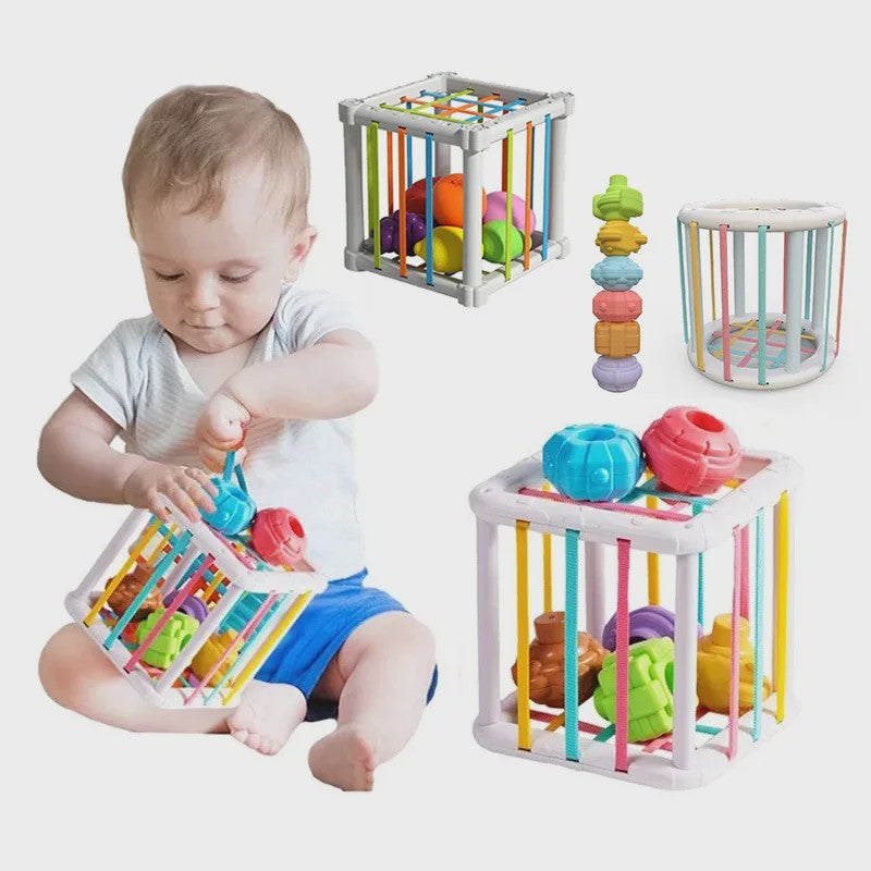 Montessori Vormenstoof Kubus - Educatief Speelgoed voor Baby's met Kleurrijke Vormen