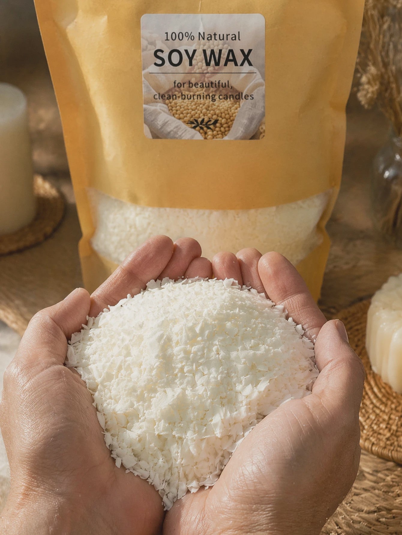 1000g Pure Natuurlijke Sojawas - Ideaal Grondstof voor DIY Kaarsen Maken