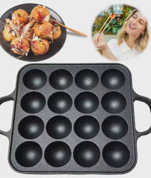 Gietijzeren Takoyaki Pan met 16 Holtes - Non-Stick Octopus Bal Maker