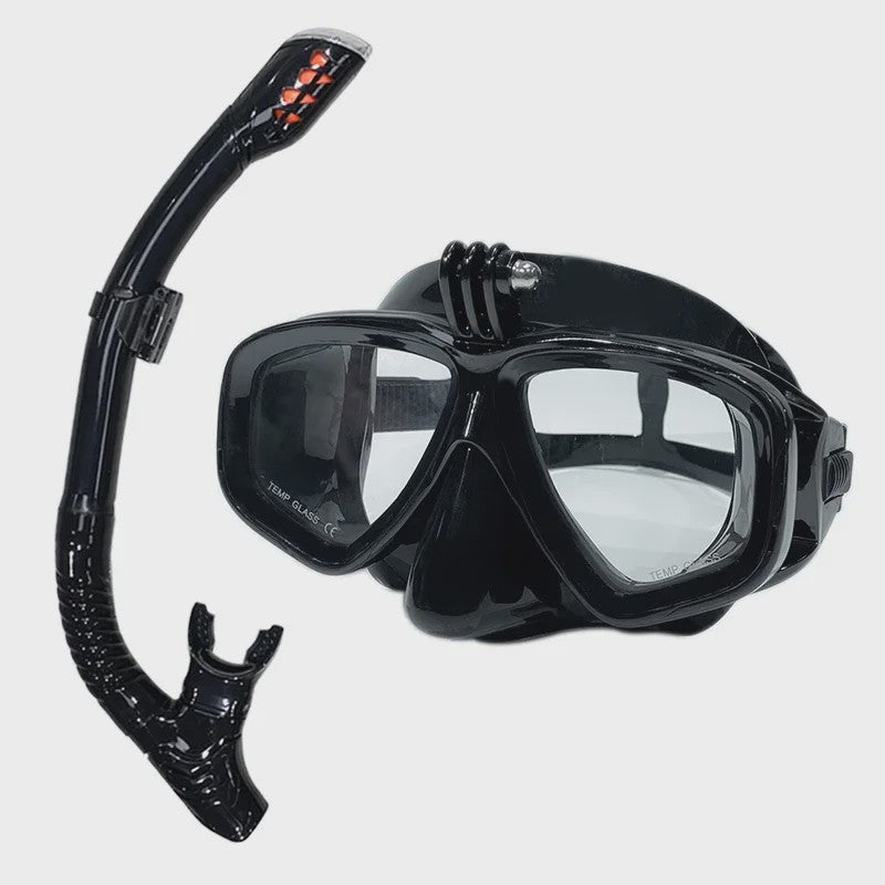 Professionele Duikset: Duikbril met GoPro Mount & All-Dry Snorkel voor Scuba Diving