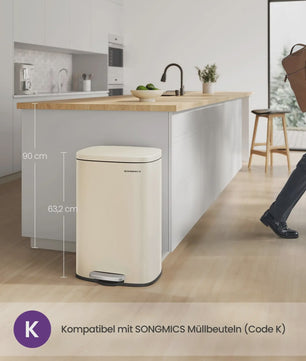 50L Keukenprullenbak met Voetpedaal, Soft Close & Uitneembare Binnenemmer