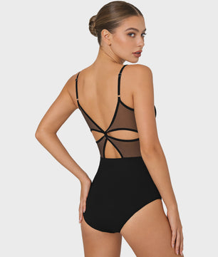 Verstelbaar Dans Leotard Dames met Mesh Rug en Borstvoering - Ballet & Danskleding