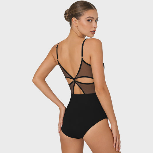 Verstelbaar Dans Leotard Dames met Mesh Rug en Borstvoering - Ballet & Danskleding