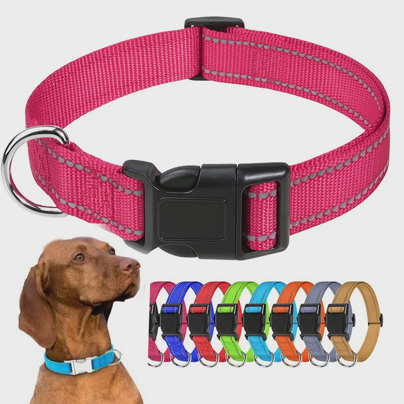Verstelbare Halsband voor Honden en Puppies met Reflecterende Strepen - Veilig en Comfortabel