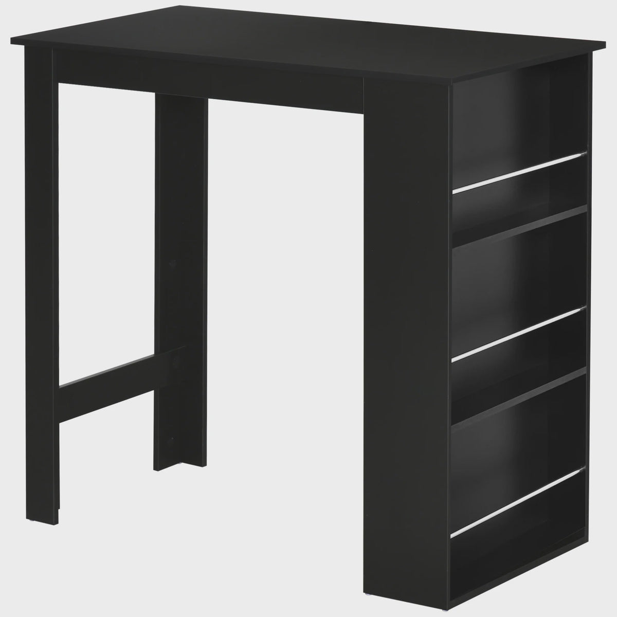 Zwarte Bartafel met 3 Open Vakken - 112x57x106 cm