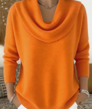 Dames Drapé Hals Trui - Effen Kleur Lange Mouwen - Herfst/Winter Collectie