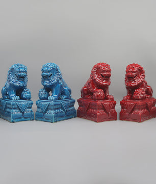 Set van 2 Chinese Foo Dogs Leeuwenbeelden - Keramiek - Woondecoratie