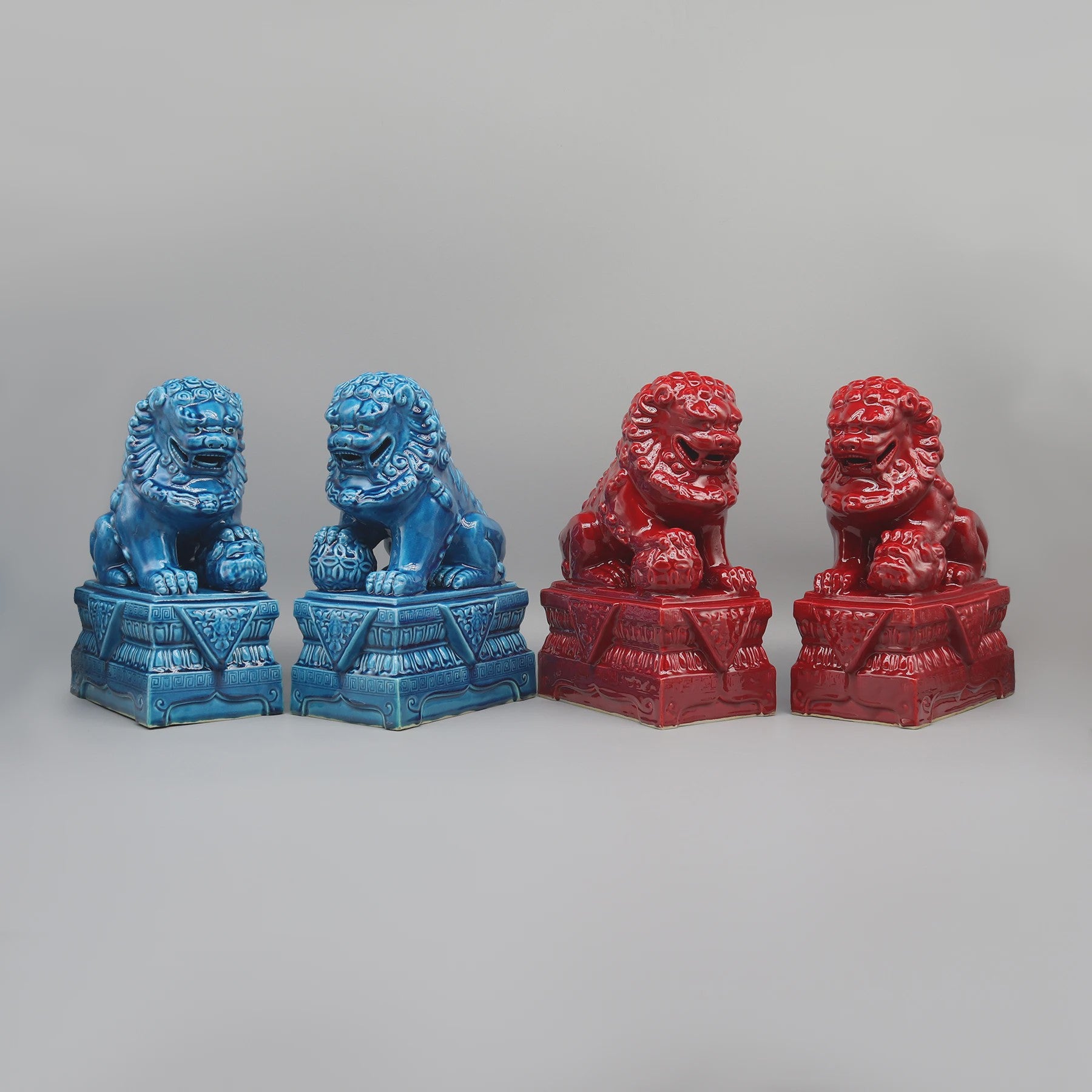 Set van 2 Chinese Foo Dogs Leeuwenbeelden - Keramiek - Woondecoratie