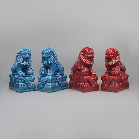 Set van 2 Chinese Foo Dogs Leeuwenbeelden - Keramiek - Woondecoratie