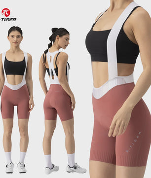 X-TIGER Dames Fietsbroek met Bretels - Ademend, Comfortabele Zeem voor Lange Ritten