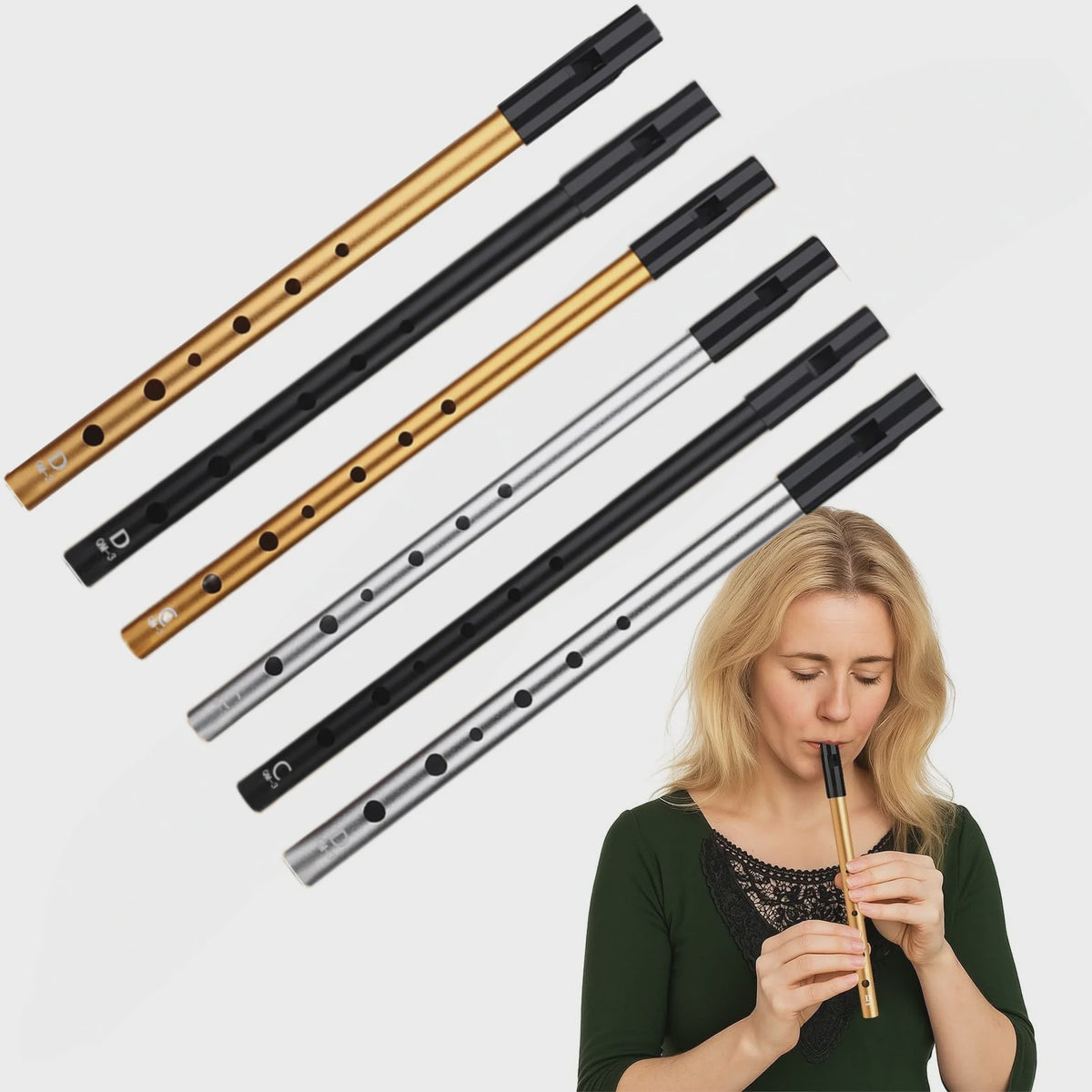 Miwayer Ierse Tin Whistle - 6 Gaten Fluit in C/D Toets - Folk Muziekinstrument voor Beginners