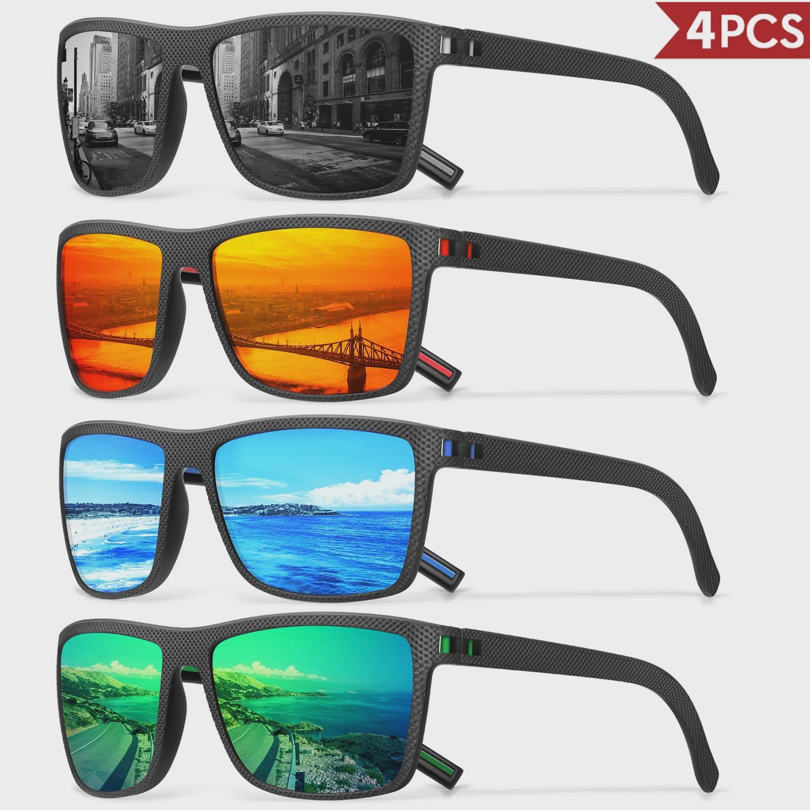 Designer Polarized Zonnebrillen Set voor Heren & Dames | UV400 Bescherming | Ideaal voor Buitenactiviteiten