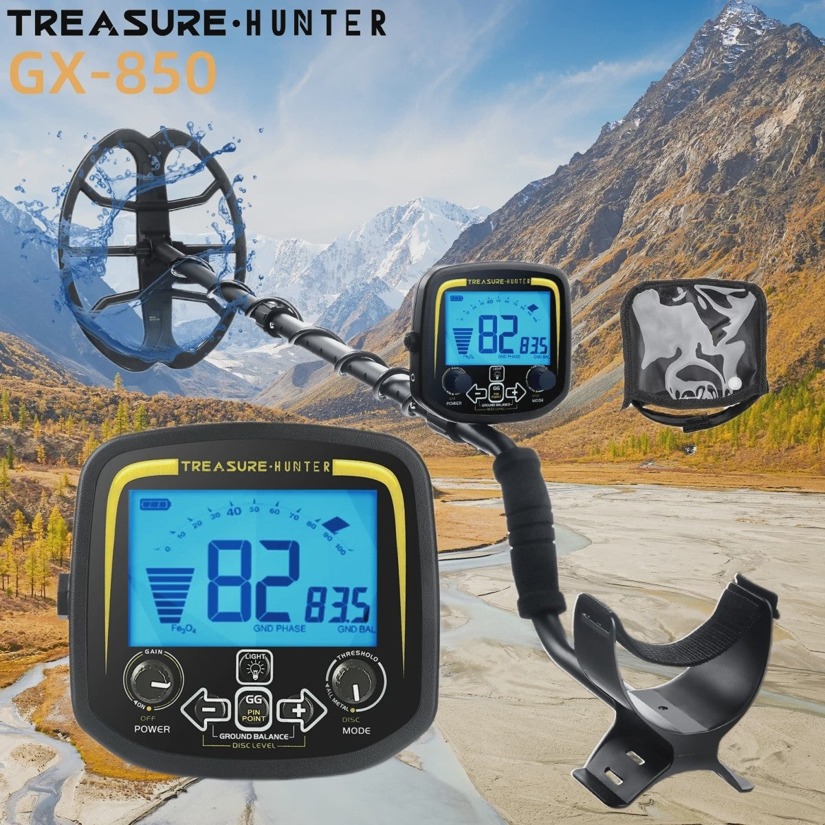 Treasure Hunter GX850 Professionele Metaaldetector - 11" Waterdichte Spoel, Goudzoeker