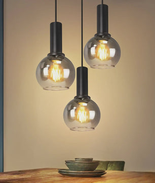 3-Lichts Hanglamp Glas - Vintage Stijl Pendellamp voor Eettafel & Woonkamer - In Hoogte Verstelbaar