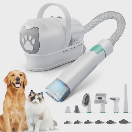7-in-1 Honden en Katten Trim- en Vacuümset: Blaast, Zuigt & Trimt