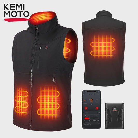 KEMIMOTO Elektrisch Verwarmd Vest Unisex - 6 Zones, 10000mAh Accu, App Bediening