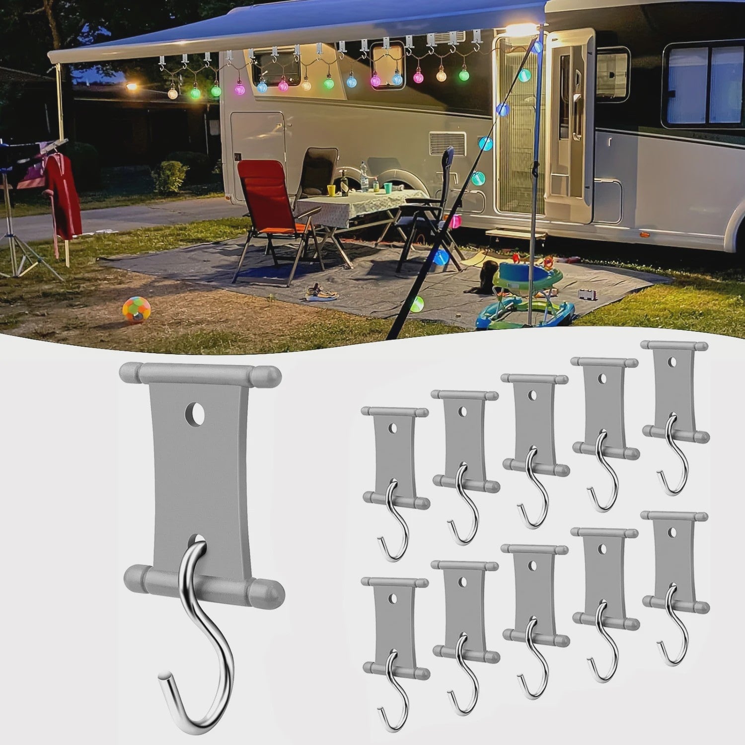 Set S-Haken voor Camping Luifel, Caravan & Camper - Handige Ophanghaken