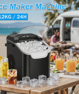 Draagbare IJsmachine 12kg/24H met 2 IJsvormen & Handvat - Snel en Compact