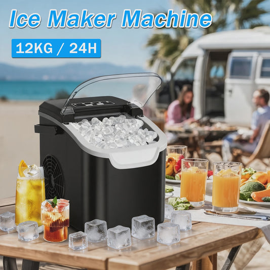Draagbare IJsmachine 12kg/24H met 2 IJsvormen & Handvat - Snel en Compact