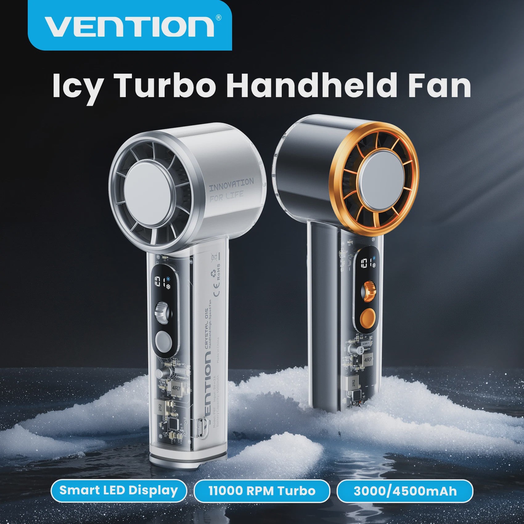 Vention Draagbare Ventilator met Superconductive Cooling - 100 Snelheden & LED Display
