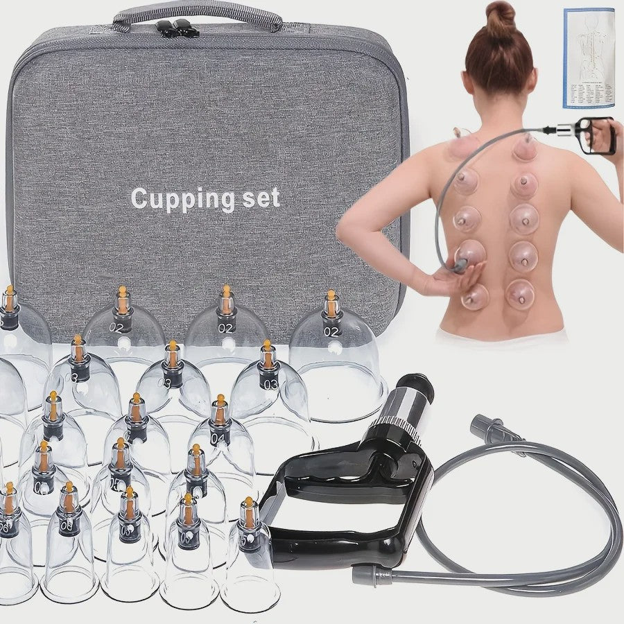 Professionele Cupping Set met 24 Cups, Pomp & Gids - Ontspanning & Massage