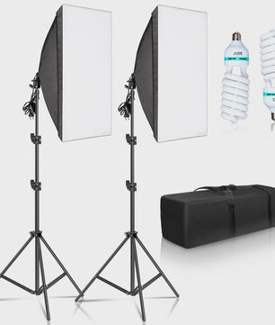 Professionele Softbox Verlichtingskit 50x70cm met E27 Lampen en Statief - Fotostudio Apparatuur