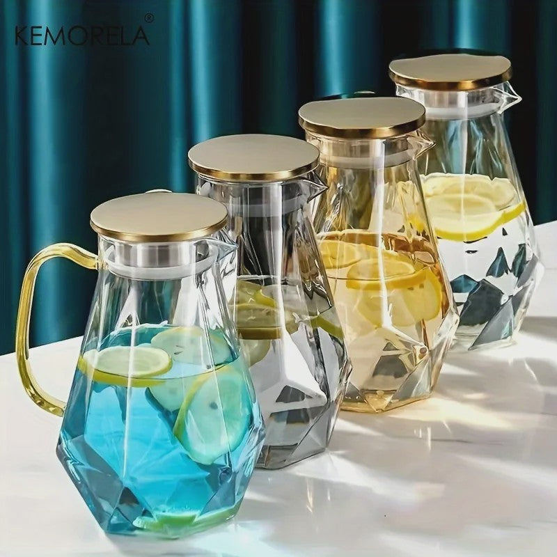 Luxe Glazen Waterkan met Diamantstructuur - Perfect voor Koude en Warme Dranken