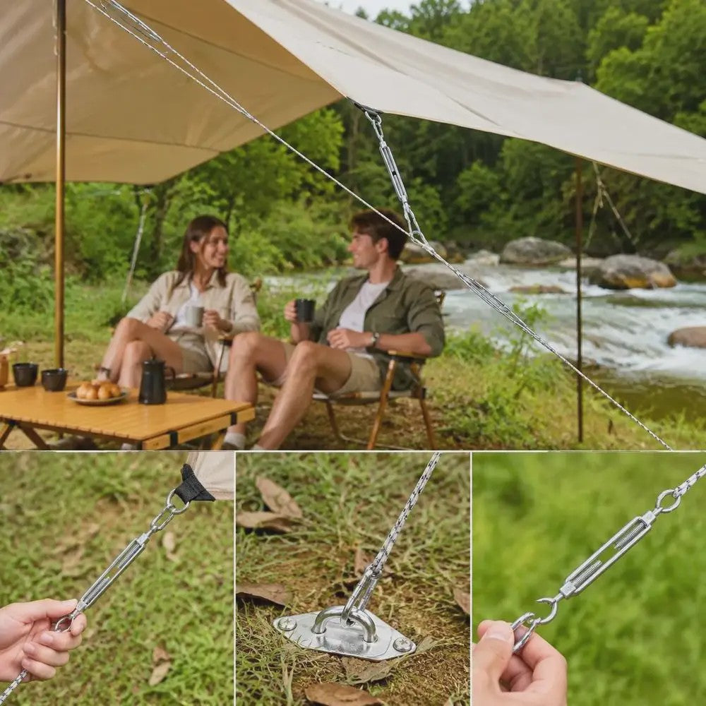 9-delige RVS Zonnezeil Ophangset - Complete Accessoires Kit