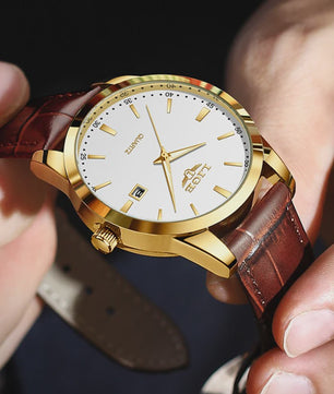 LIGE Heren Horloge Bruin Leer - Stijlvol Militair Quartz Horloge met Datum & Waterdicht