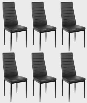 Set van 6 Eetkamerstoelen met Hoge Rugleuning - Ergonomisch Kunstleer