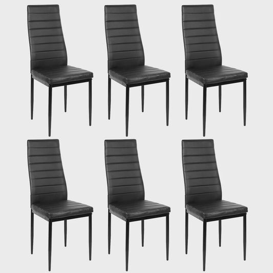 Set van 6 Eetkamerstoelen met Hoge Rugleuning - Ergonomisch Kunstleer