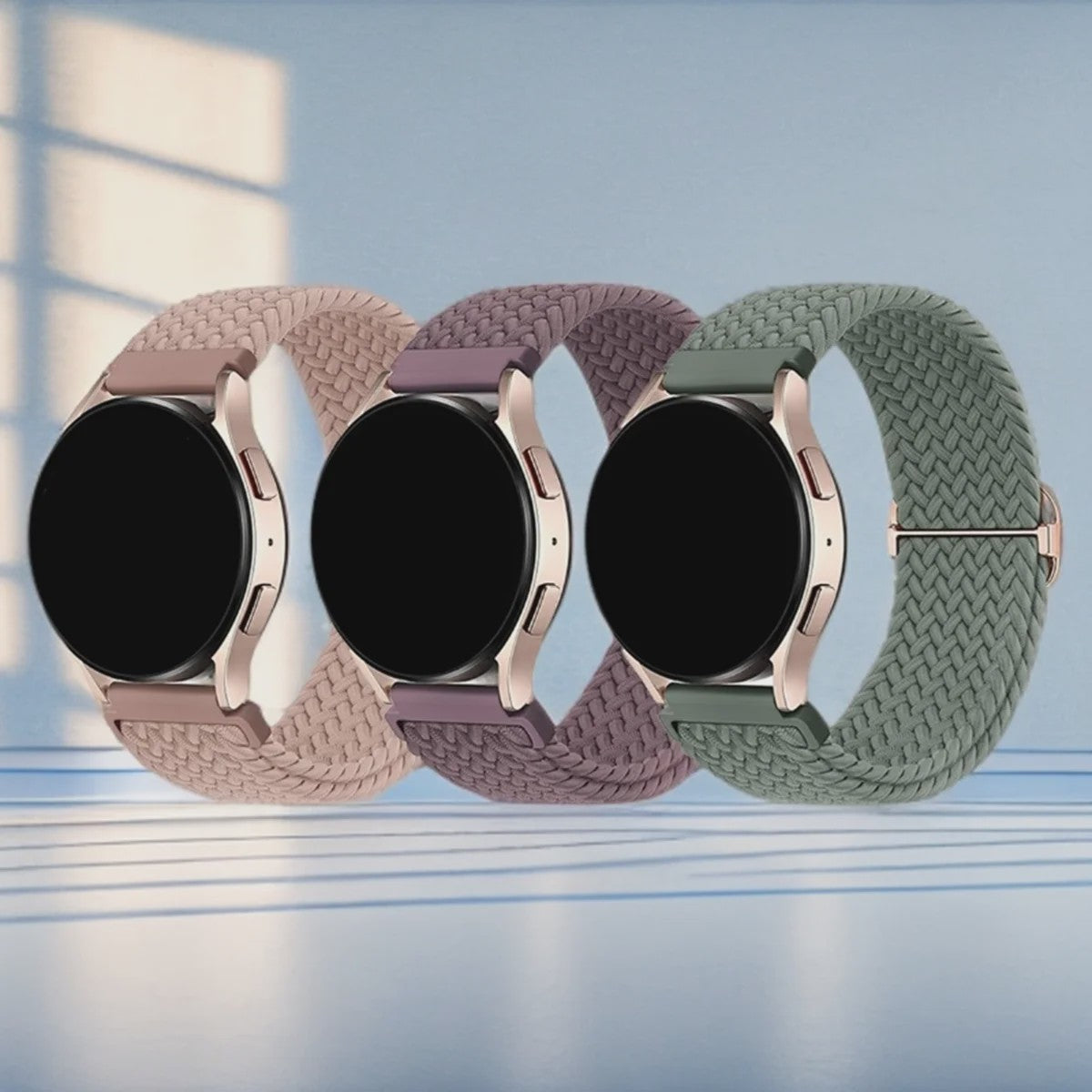 3x Elastische Nylon Bandjes voor Smartwatches (18/20/22mm) - Snelwissel & Comfortabel