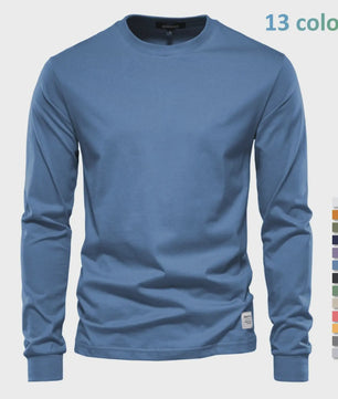 AIOPESON Heren Basic Longsleeve T-shirt - Katoen, Ronde Hals, Effen Kleur
