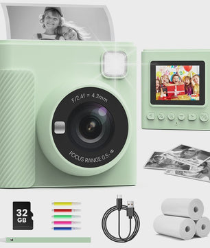 Direct Print Kinder Camera - 1080P HD Fotocamera met Instant Printer & Kleuren Prints