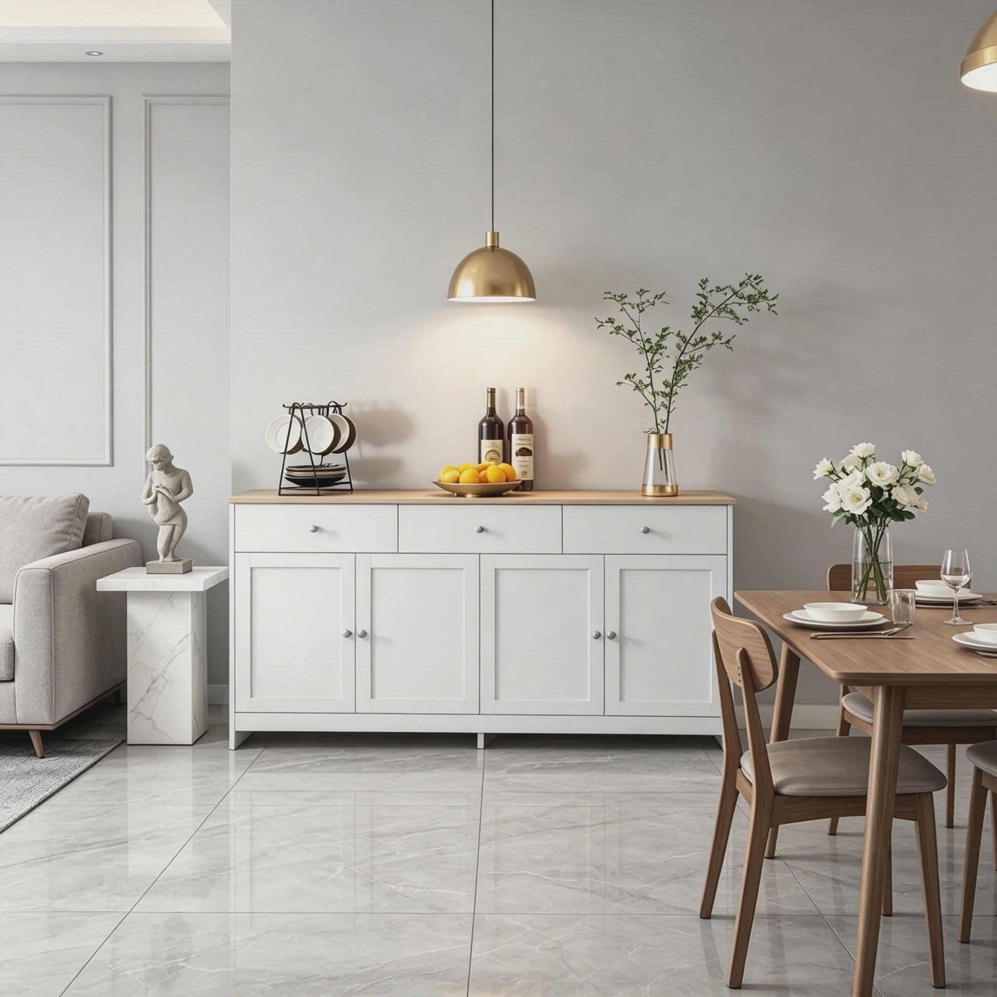 Ruime Buffetkast met 3 Lades en 4 Deuren - Oak Look Blad