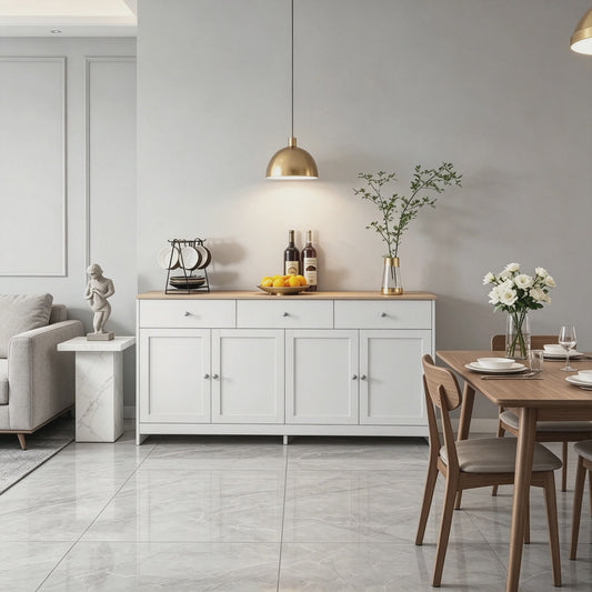 Ruime Buffetkast met 3 Lades en 4 Deuren - Oak Look Blad