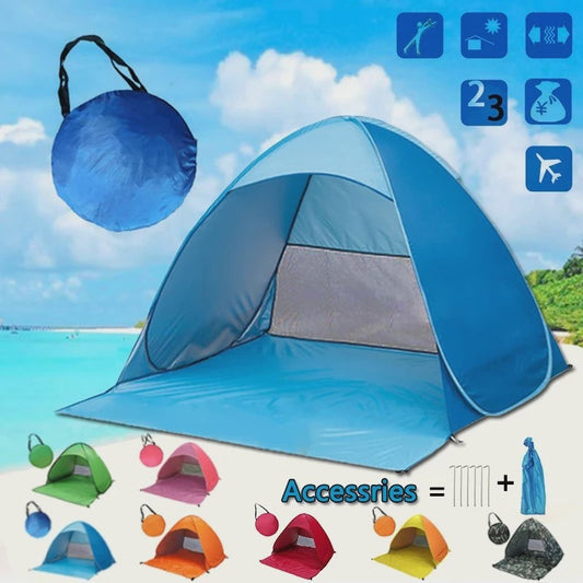 Automatische Pop-Up Strandtent UPF50+ - Snel Opzetbaar Zonnescherm voor Strand, Camping & Vissen