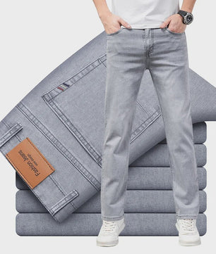 Herfst/Lente Heren Jeans - Comfortabele Stretch Katoen, Recht Model, Grijs