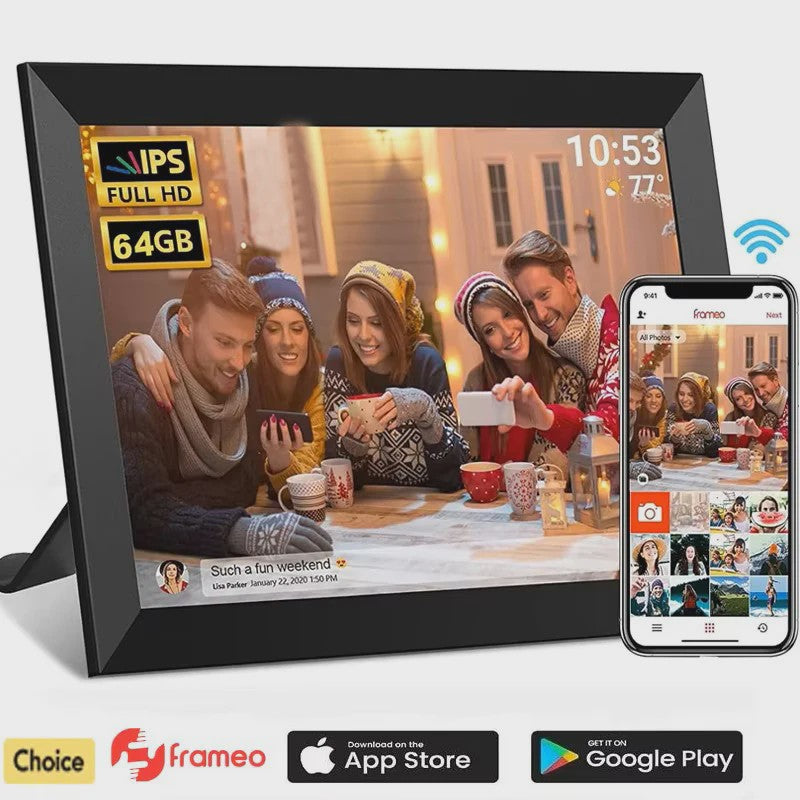 Frameo Smart WiFi Digitale Fotolijst 10.1 Inch HD Touchscreen met 32GB/64GB Opslag en Wandmontage