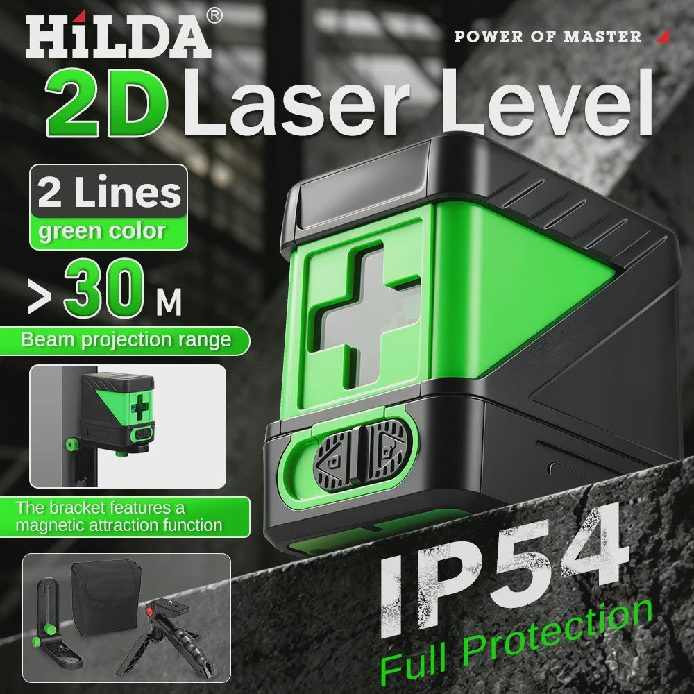 HILDA Groene Kruislijn Laserwaterpas - Zelfnivellerend, 2 Lijnen