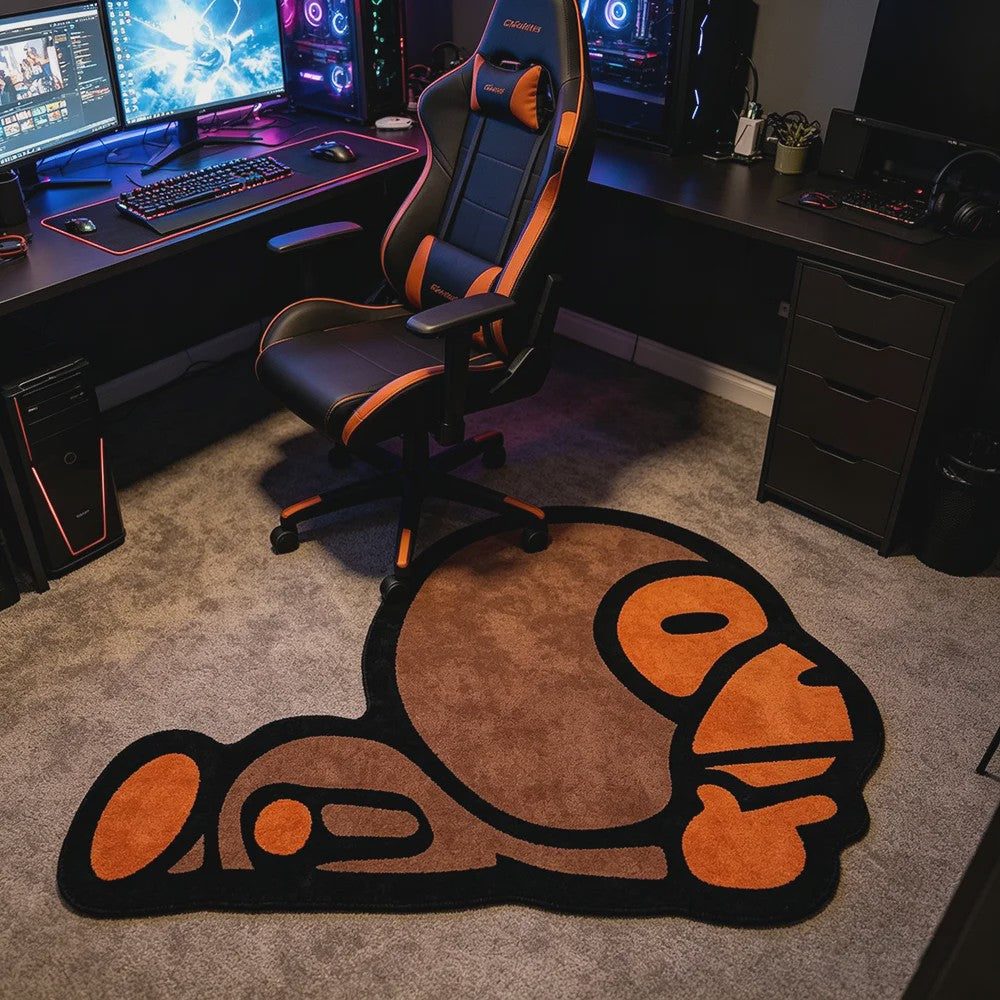 Creatief Aap Vorm Tapijt - Uniek Cartoon Design voor Gaming Kamer & Slaapkamer